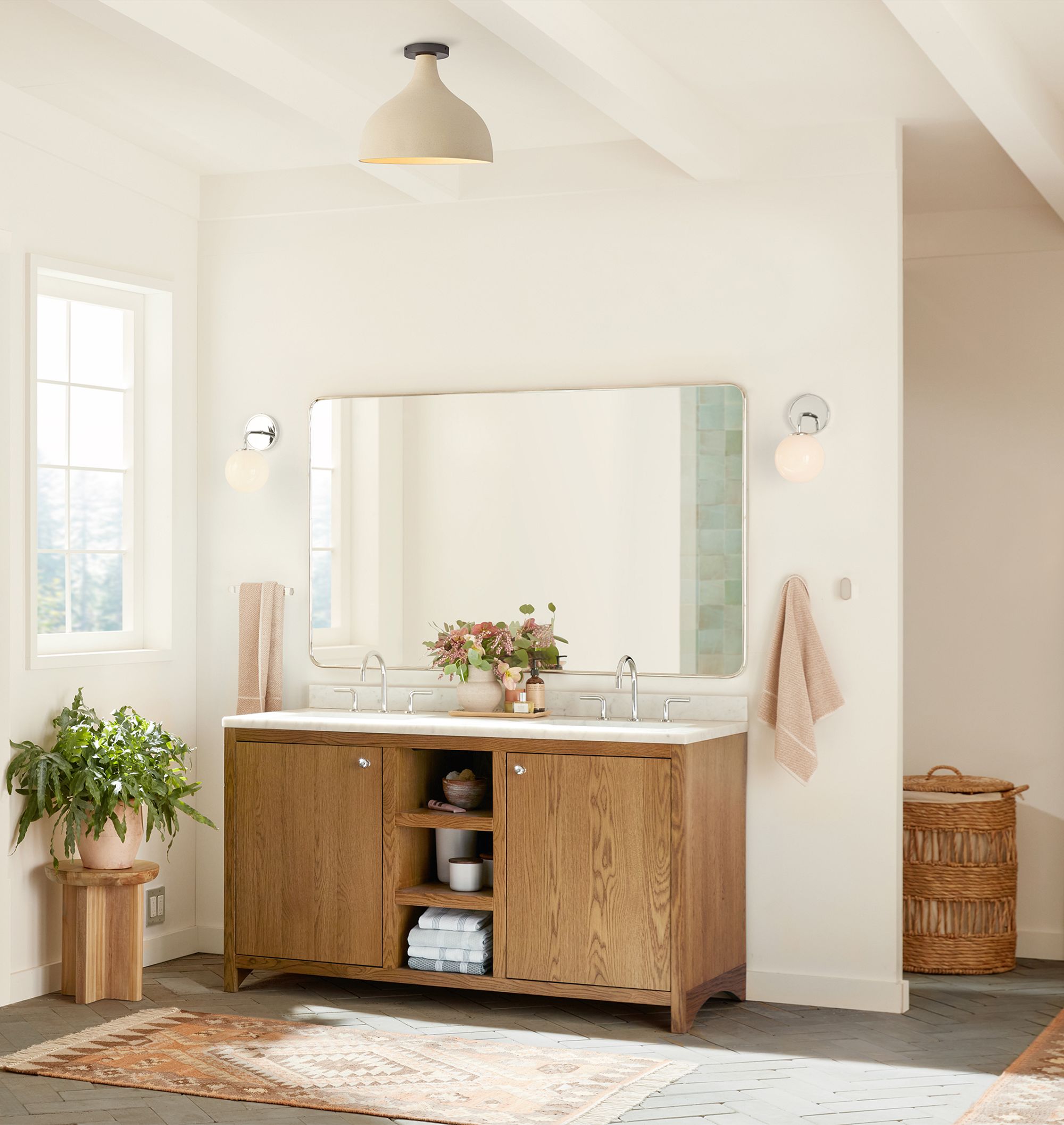 Alt image 4 for Double Vanity Rounded Rectangle Metal Framed Mirror