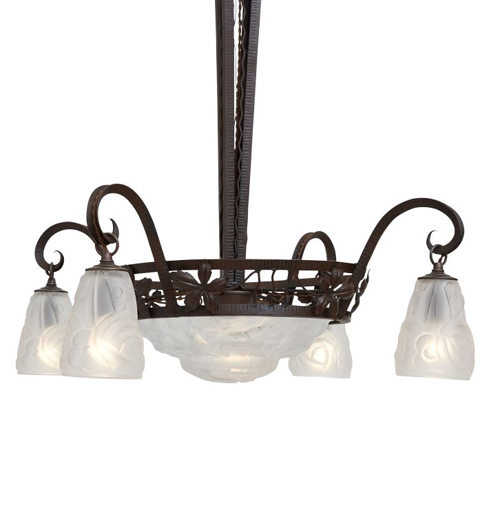 Vintage Extraordinary Art Deco Chandelier by Degue