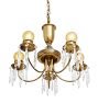 Vintage Polished Brass Colonial Revival Chandelier with Crystal Spears