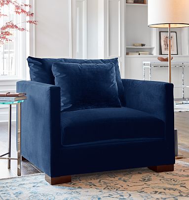 Navy chair and a half discount