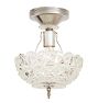 Chromed Semi-Flush Fixture with Prismatic Pressed Glass Shade