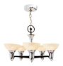 Vintage Art Deco Chromed 5-Light Cup Shade Chandelier