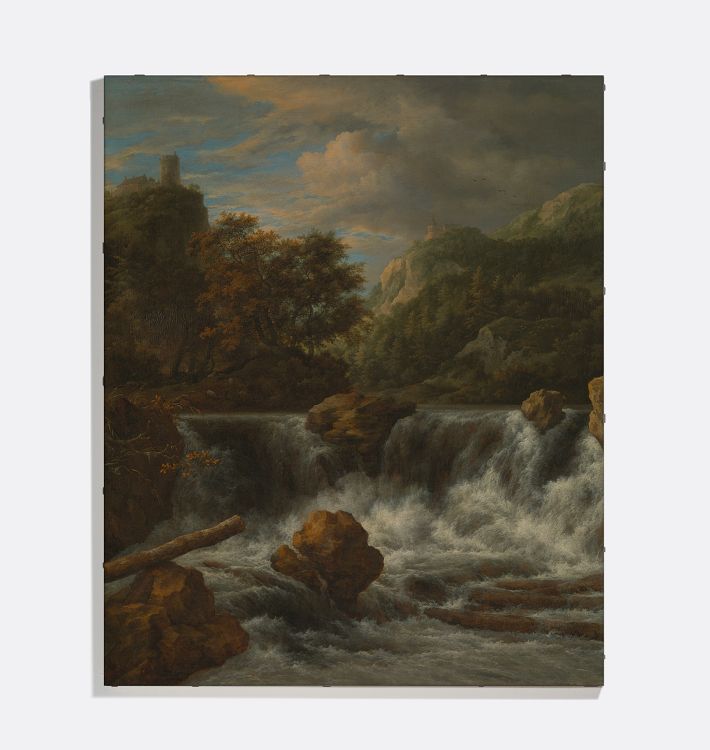 Mountain Landscape with Waterfall Framed Reproduction Wall Art Print 18"x22" by Jacob Isaacksz van Ruisdael