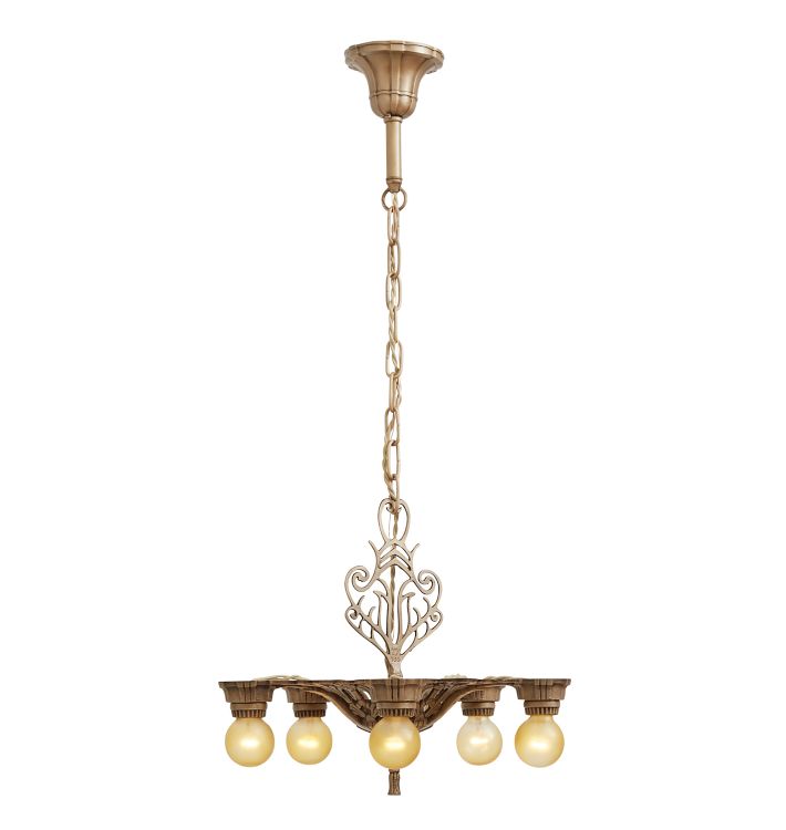 Art Deco Bare Bulb Chandelier