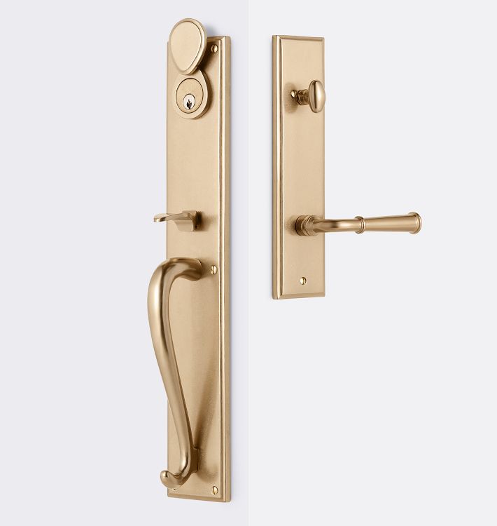 Raegan D-Handle Lever Exterior Bronze Door Set, 2.75" - Left-Handed - Natural Bronze