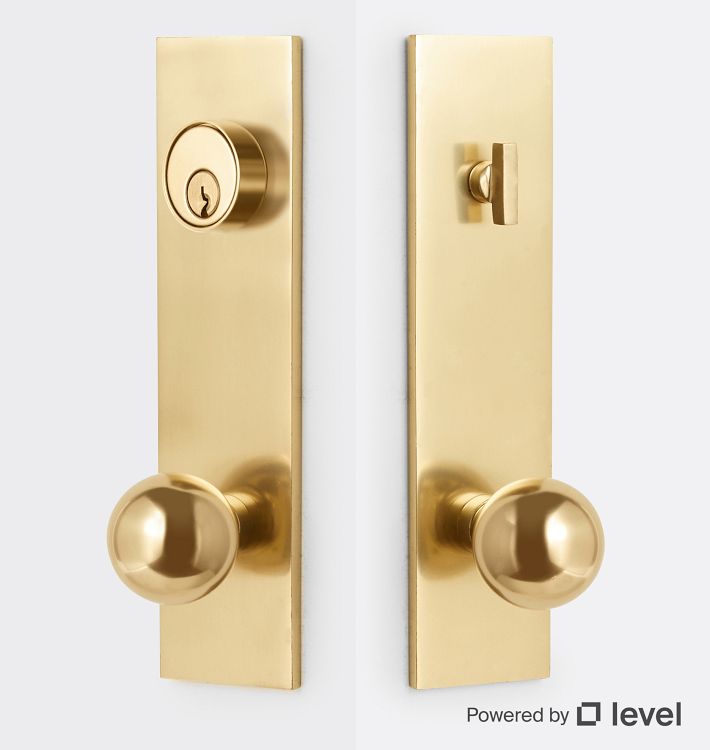 Irving Brass Knob Exterior Door Set With Level Bolt Smart Lock - CP - CP