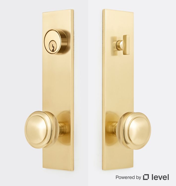 Rigdon Brass Knob Exterior Door Set With Level Bolt Smart Lock - CP - CP