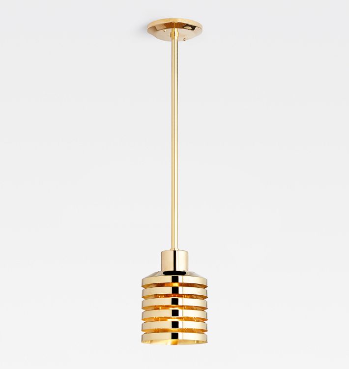 Macadam 6" Pendant, Unlacquered Brass - 27" Length