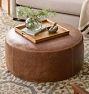 Britton Leather 36&quot; Round Ottoman