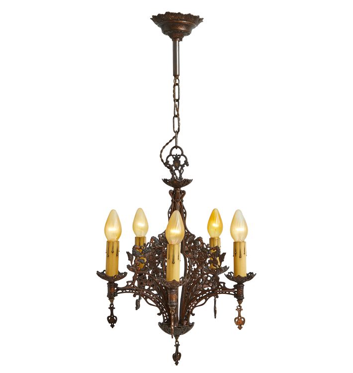 Intricate Vintage 5-Light Romance Revival Candle Chandelier