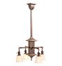 Vintage Arts & Crafts 4-Light Chandelier with Starburst Shades