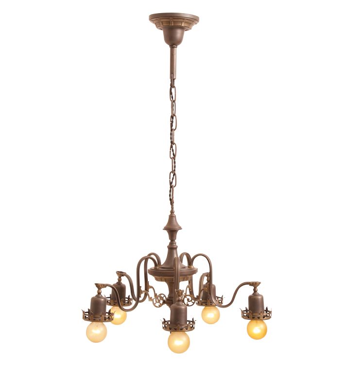 Vintage 5-Light Bare Bulb Chandelier