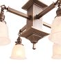 Vintage Arts &amp; Crafts 4-Light Chandelier with Starburst Shades