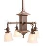 Vintage Arts &amp; Crafts 4-Light Chandelier with Starburst Shades