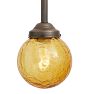 Vintage Pendant with Aged Brass and Amber Crackle Glass Globe Shade