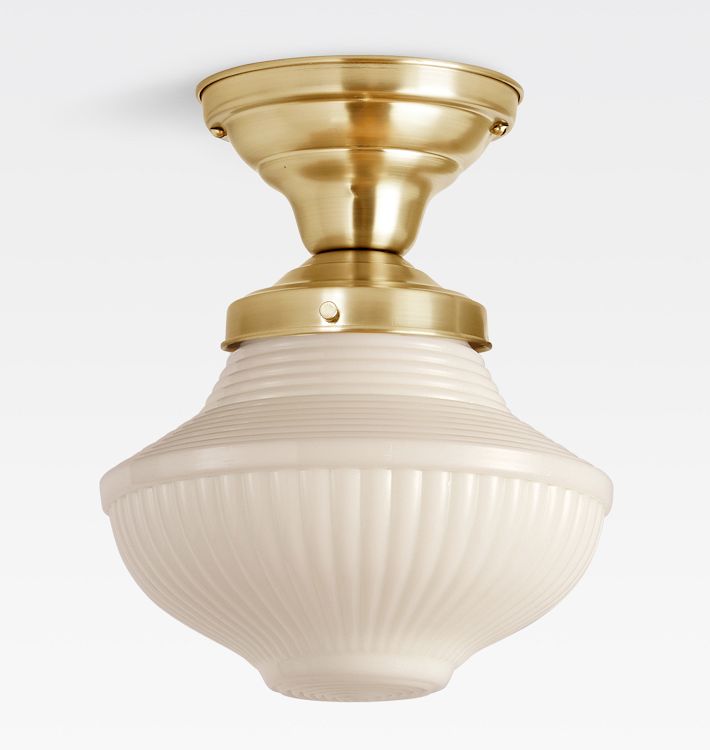 Rose City 4" Fitter Semi-Flush Mount, Aged Brass - Opal Shade