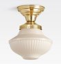 Rose City 4" Fitter Semi-Flush Mount, Aged Brass - Opal Shade