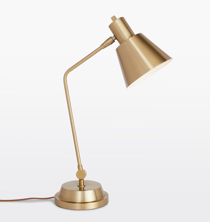 Cylinder Task Table Lamp, Antique Brass - Antique Brass Shade