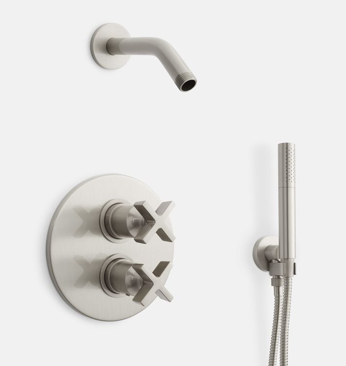 West Slope Thermostatic Shower Set with Handshower, Brushed Nickel