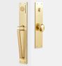 Tabor D-Handle & Oval Knob Exterior Door Set, Left-Handed - Aged Brass