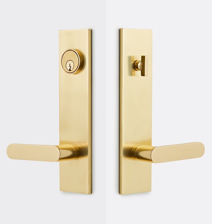 Bowman Lever Handle Exterior Door Set, Aged Brass