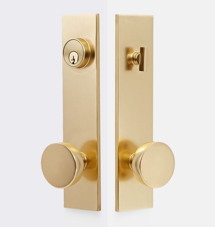 Tumalo Knob Exterior Door Set, Aged Brass