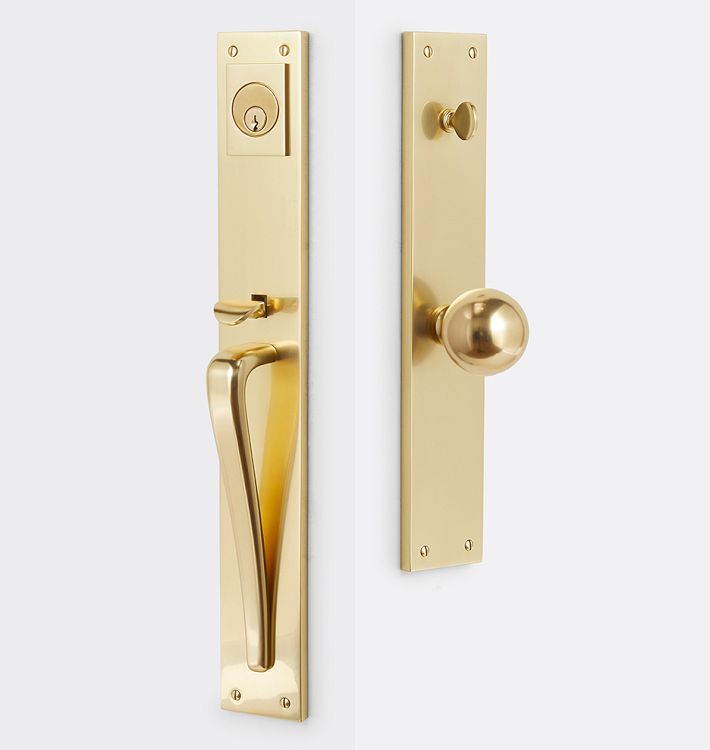 Haven D-Handle & Ball Knob Exterior Door Set, Left-Handed - Aged Brass