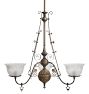 Antique Victorian 3-Light Converted Gas Chandelier with Intricate Brasswork