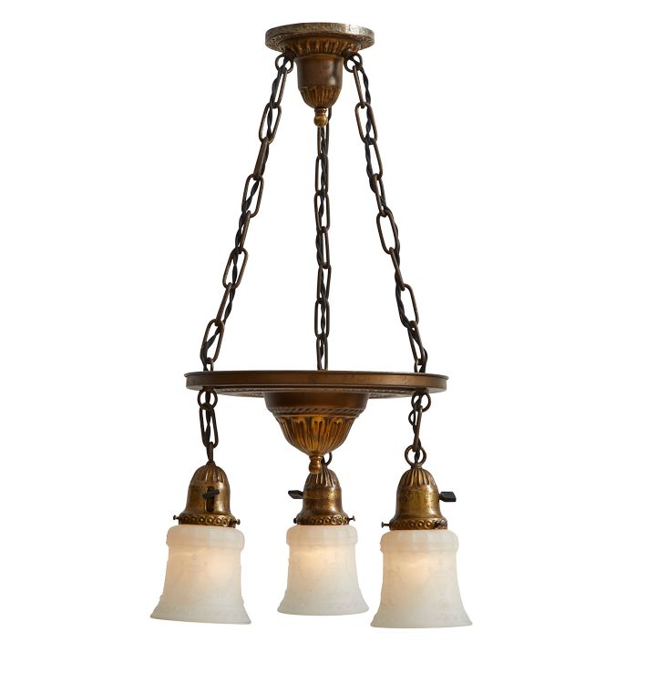 Vintage 3-Light Chandelier with Turnkey Sockets