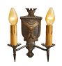 Pair of Vintage Gothic Revival Bronze Double Candle Sconces