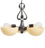 Vintage 3-Light Art Deco Cup Shade Chandelier