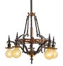 Vintage 5-Light Romance Revival Bare Bulb Chandelier