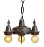 Vintage Iron Gothic Revival Bare Bulb Chandelier