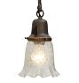 Vintage Pendant with Etched Floral Shade and Turnkey Socket
