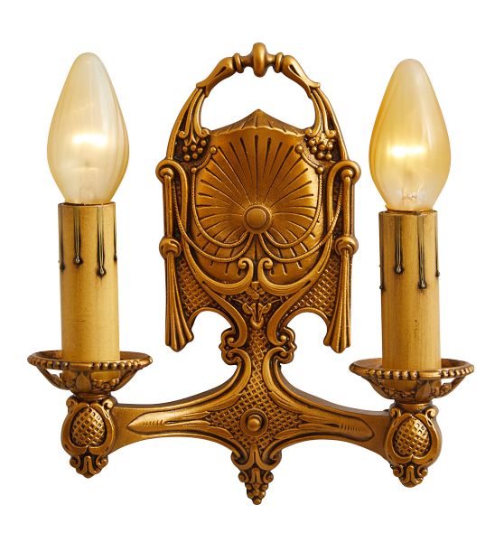 Antique vintage Sheffield style sconce light fixture rewired socket & switch online original gold finish C7 socket