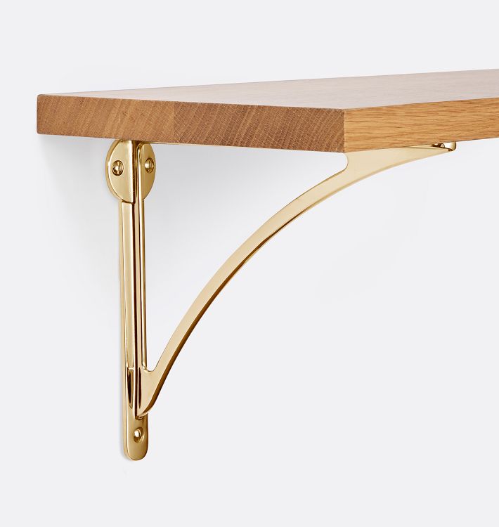 Arched Shelf Set White Oak, 1" x 10" x 24in - Unlacquered Brass