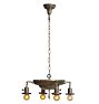 Vintage 4-Light Classical Revival Bare Bulb Chandelier with Worn Silver Plating