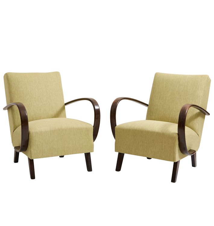 Pair of Reupholstered Vintage Chairs by Jindrich Halabala