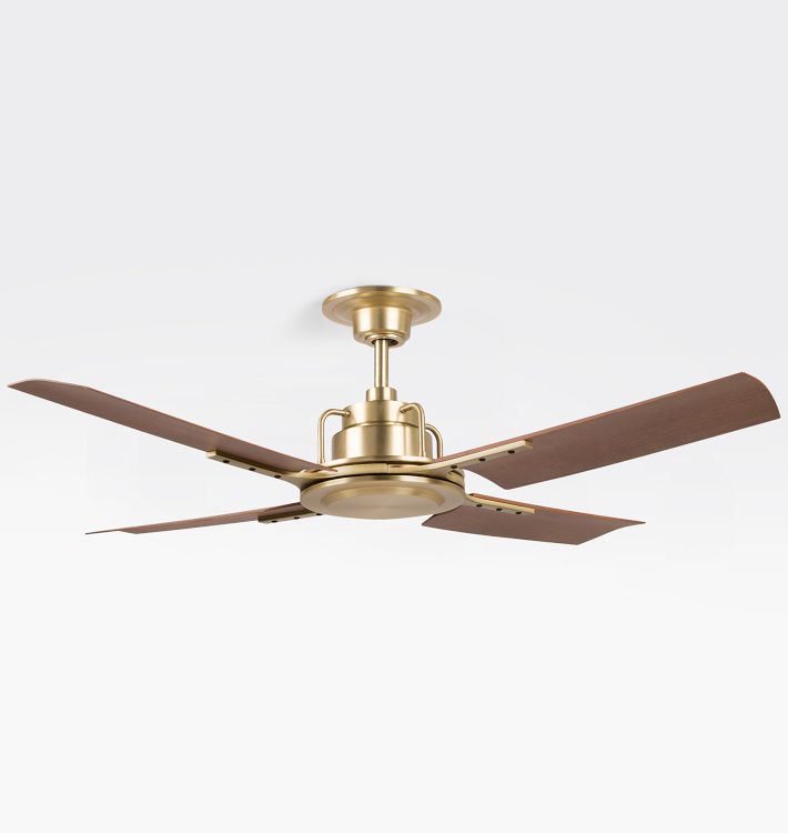 Peregrine Industrial Ceiling Fan, Brushed Satin with Brown Blades