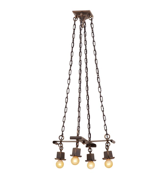 Arts & Crafts Clustered Bare Bulb Chandelier