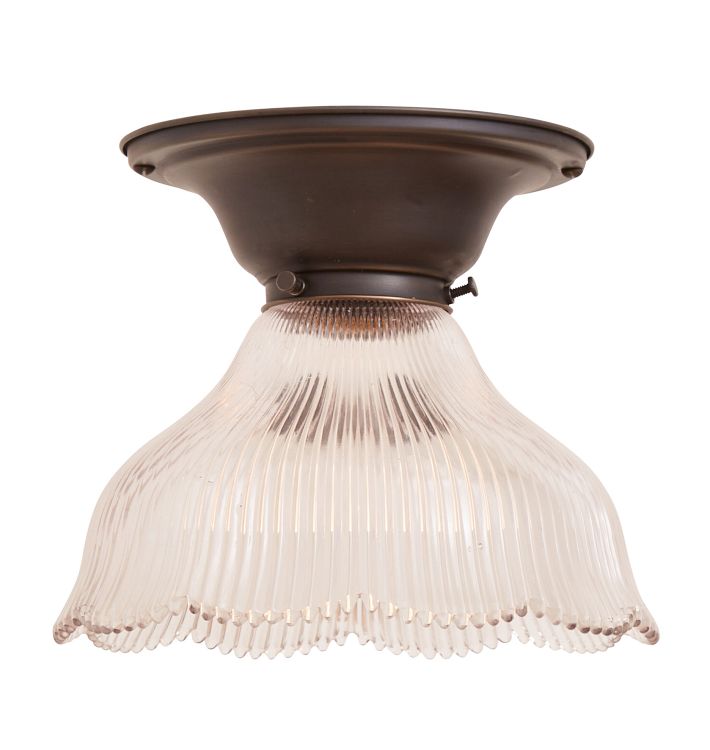 Traditional Flush Mount Fixture with Prismatic Shade