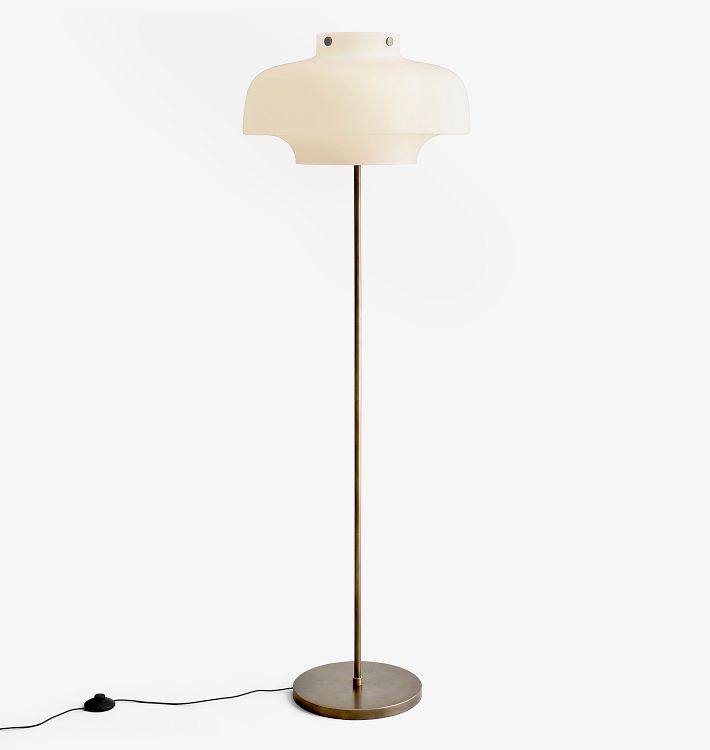 Copenhagen Floor Lamp Opal Glass And Bronzed Brass