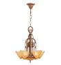 Five-Light Art Deco Slip Shade Chandelier with Floral Motif