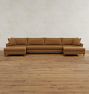 McNary Leather Double Chaise Sectional