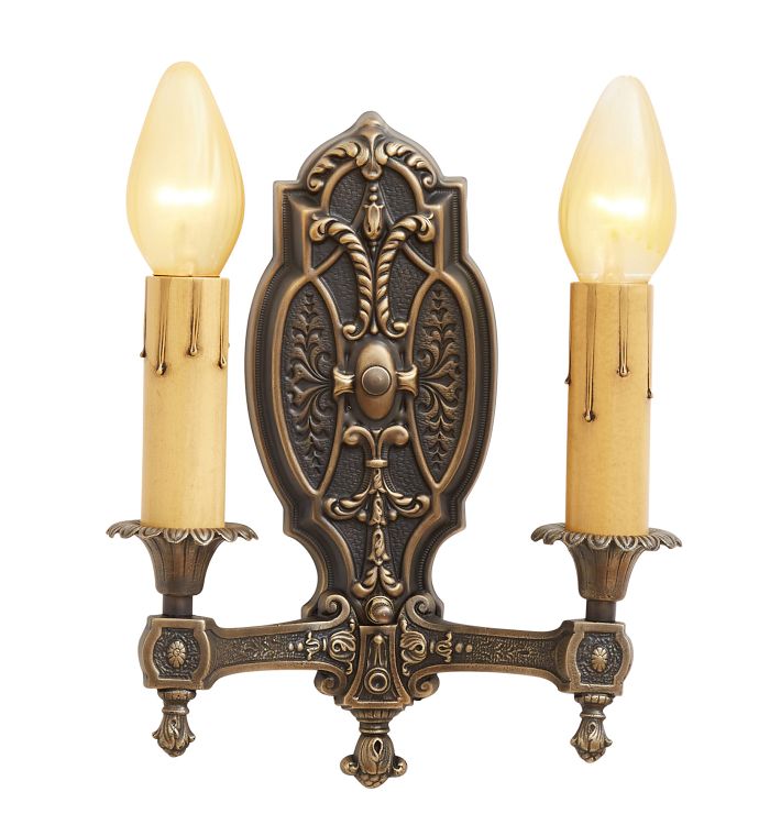 Vintage Classical Revival Double Candle Sconce