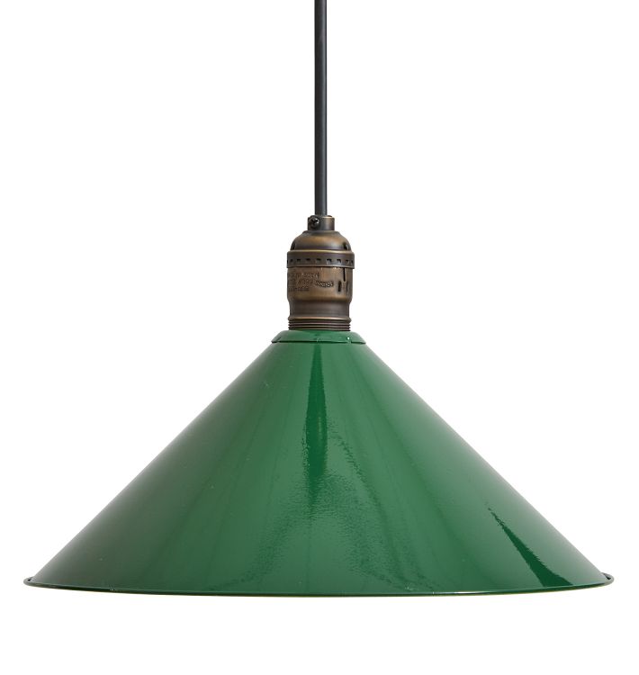 Vintage Industrial Cord Pendant with Green Painted Steel Shade Rejuvenation
