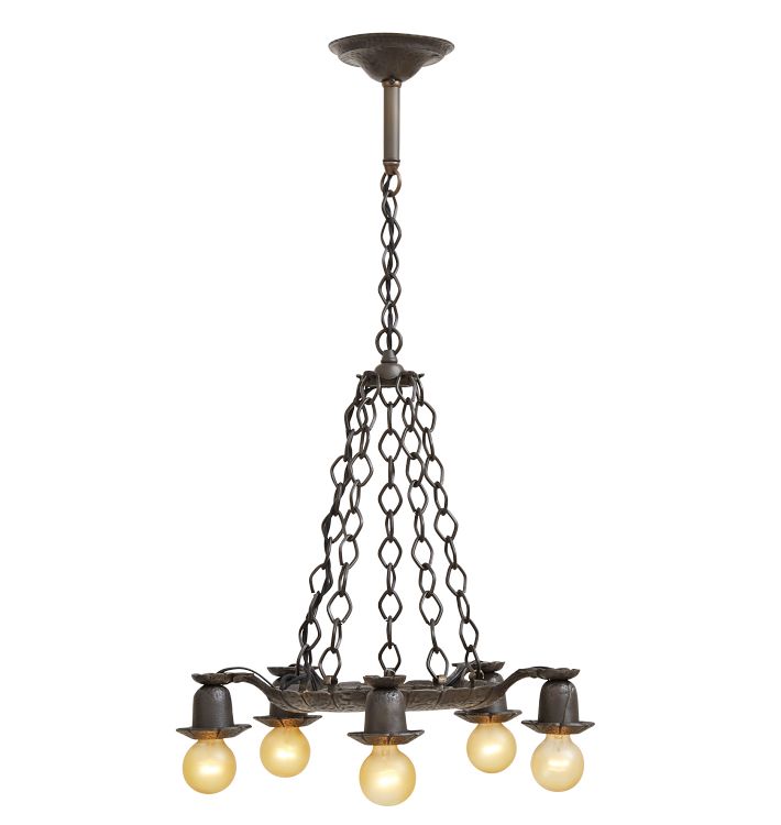 Vintage 5-Light Romance Revival Bare Bulb Chandelier