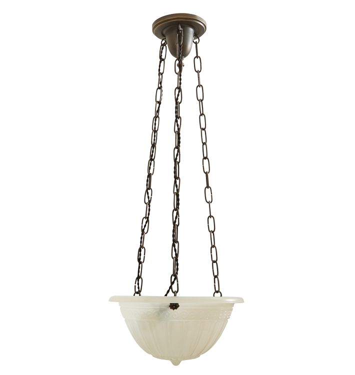 Vintage Classical Revival Camphor Glass Bowl Chandelier by Ripley