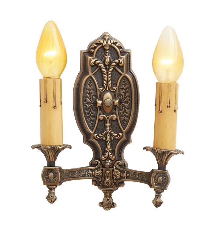 Vintage Classical Revival Double Candle Sconce