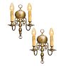 Pair of Vintage Colonial Revival Double Candle Sconces